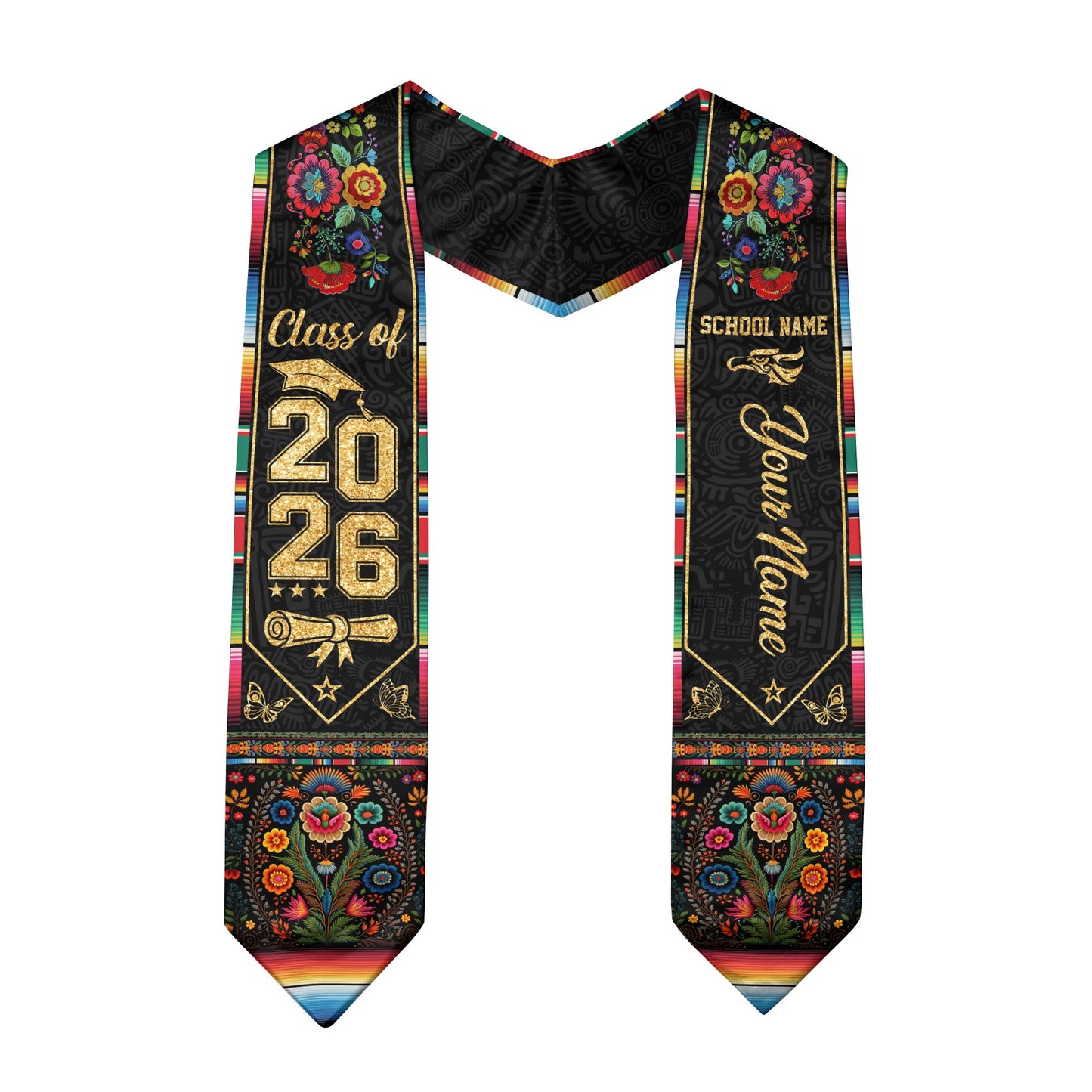 Mexican Graduation Stole Custom 2026 Mexican Graduation Sash, Mexican Stoles for Graduation