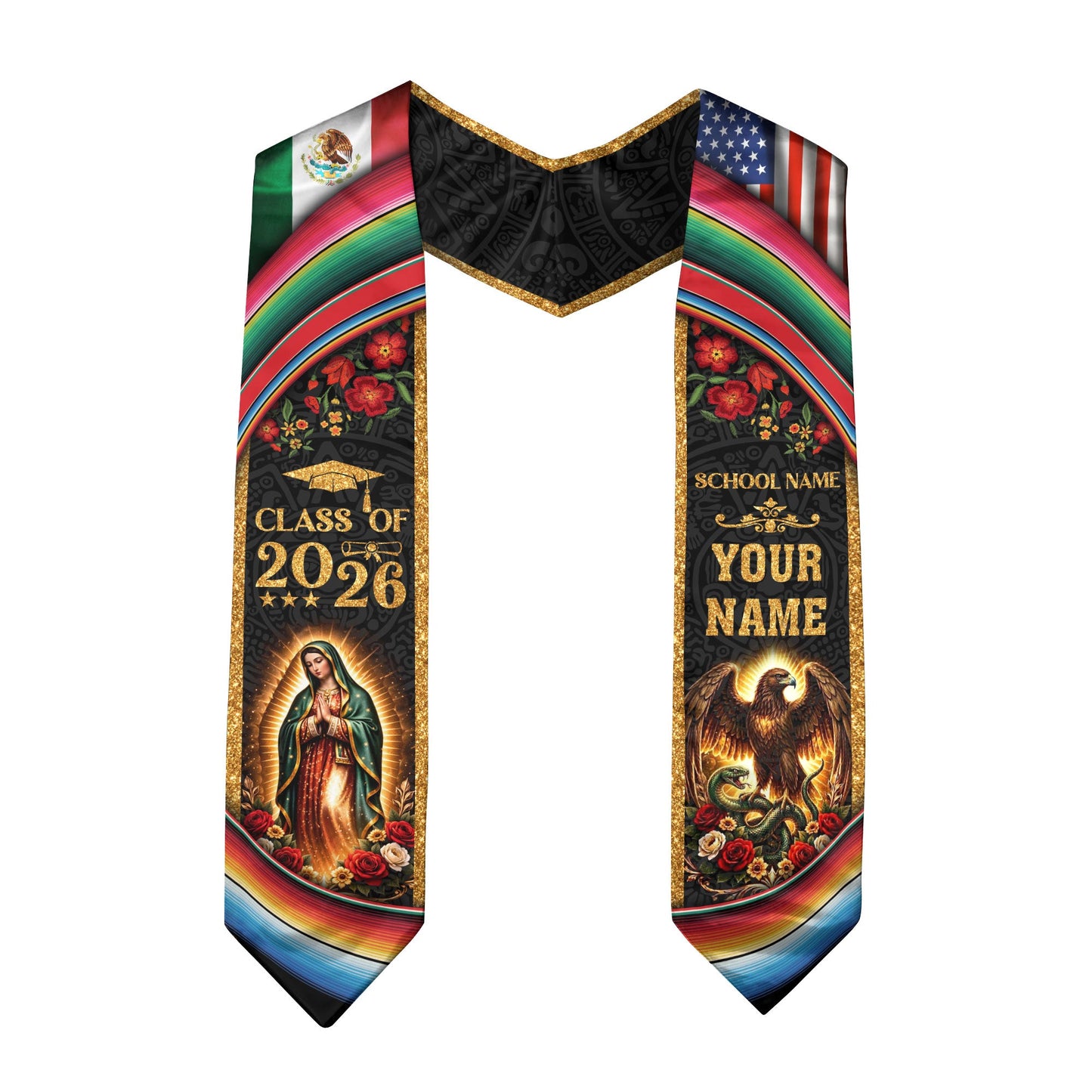 Mexican Graduation Stole Custom 2026 Graduation Sash Mexico, Mexican Flag Stole