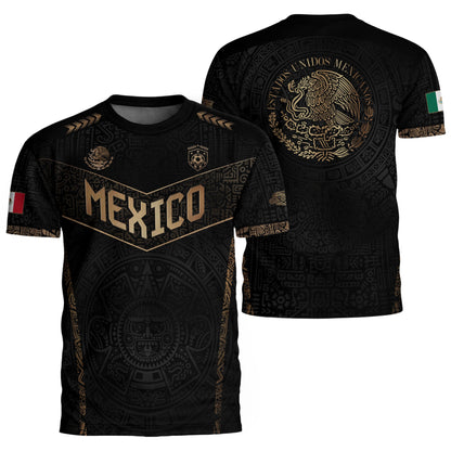 Mexico Heritage Black Gold Vintage Athletic Aztec Calendar Chevron Soccer Jersey