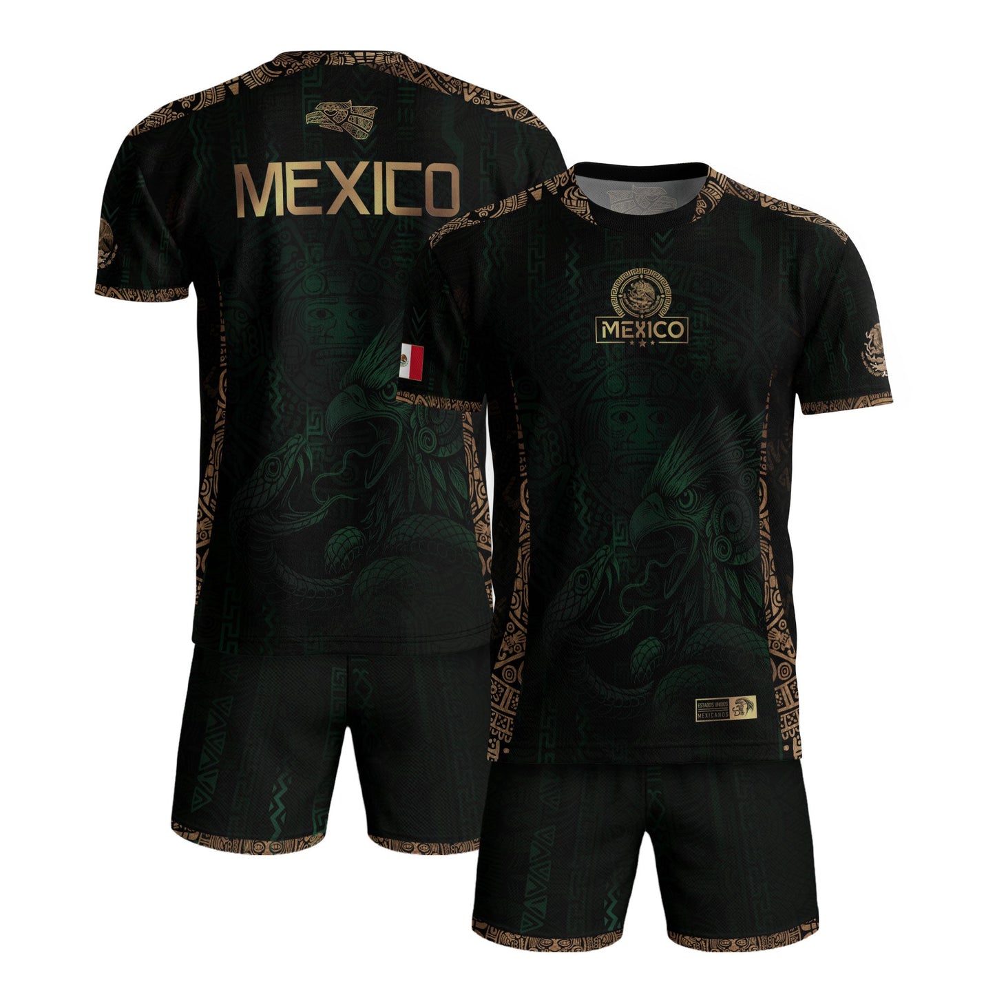 Mexico Green Gold Aztec Eagle Warrior Soccer Jersey