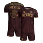 Mexico Burgundy Gold National Emblem Soccer Jersey