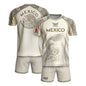 Mexico Beige Aztec Eagle Snake Heritage Soccer Jersey Mexican Pride Design