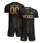 Mexico Soccer Jersey Personalized Name Number Black Aztec Glyph Black Football Kit