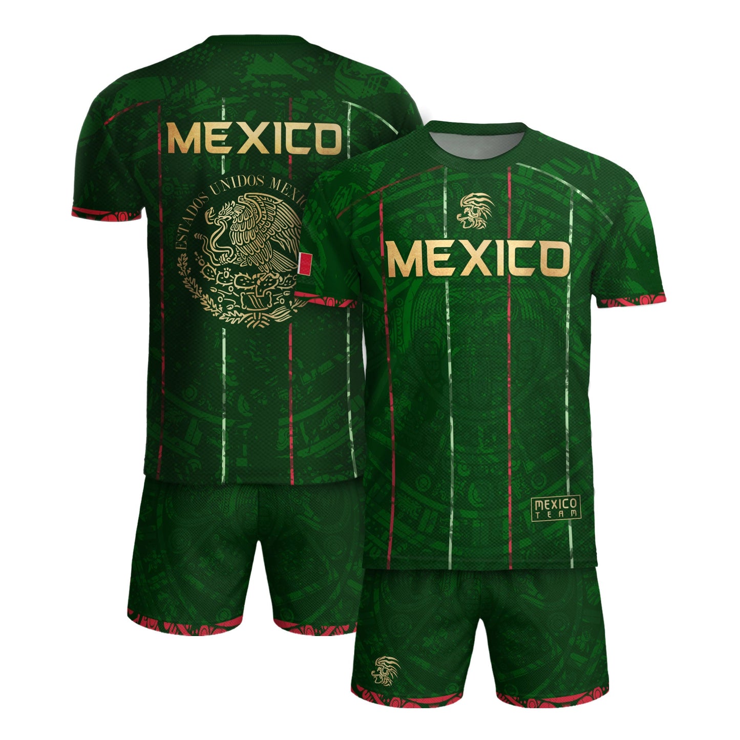 Mexico Soccer Jersey Green Aztec Heritage Pride - Estados Unidos Mexicanos Football Shirt