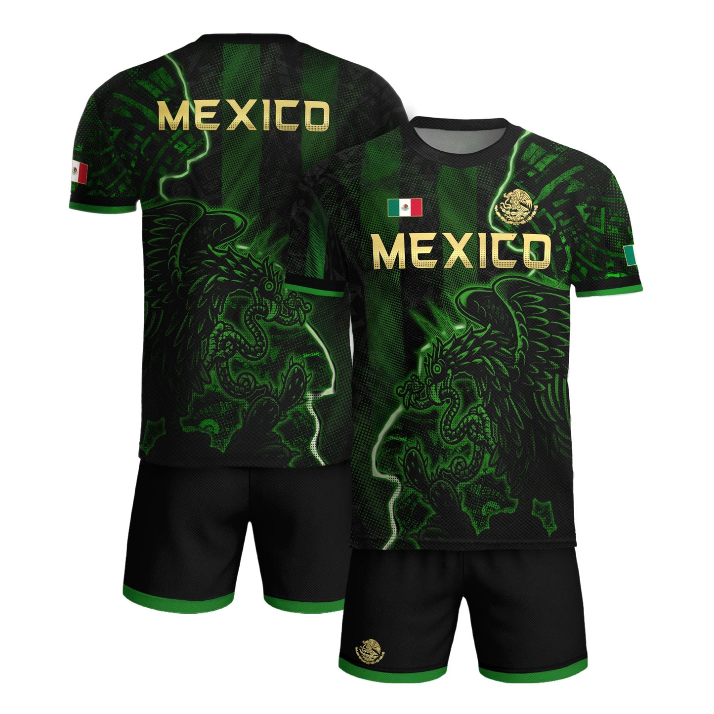 Mexico Soccer Jersey Green Black Electric Eagle - Mexico National Team Fan Heritage Shirt