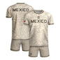Mexico Soccer Jersey Beige Aztec Eagle - Modern Heritage Football Fan Tee