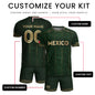 Mexico Soccer Jersey Custom Name - Green Aztec Heritage Pattern Tribal Football Shirt