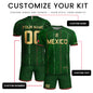 Custom Mexico Soccer Jersey – Green Aztec Pattern Striped Football Shirt with Custom Name Number