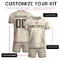 Custom Mexico Soccer Jersey Beige Aztec Calendar & Quetzalcoatl Heritage Fan Shirt