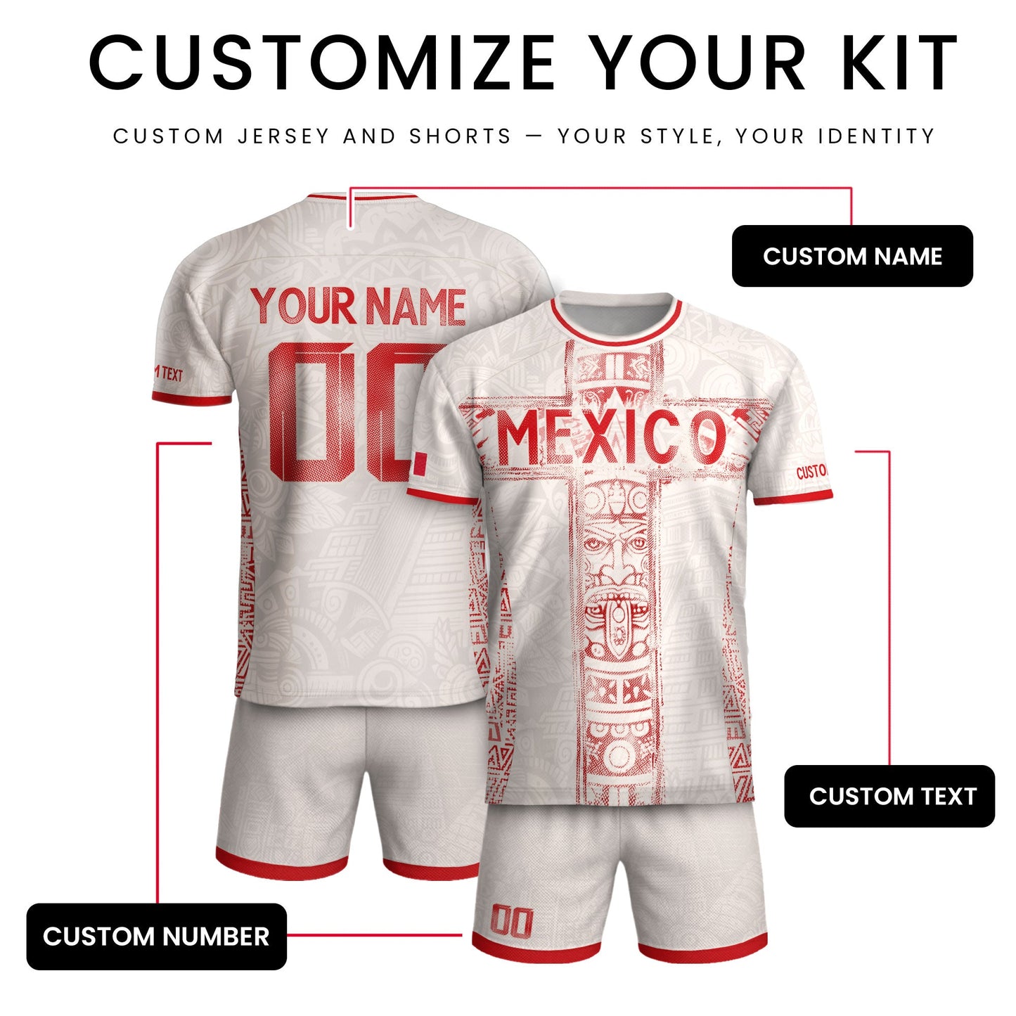 Custom Mexico Soccer Jersey Men Women Beige Mexican Football Jersey Playera De Mexico Jersey De Mexico