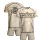 Mexico Soccer Jersey - Beige Vintage Aztec Pattern Heritage Graphic Football Shirt