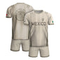 Mexico Soccer Jersey - Beige Vintage Aztec Pattern Heritage Football Shirt