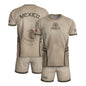 Mexico Soccer Jersey Aztec Eagle Sun Calendar Beige Tan Football Shirt for Fans