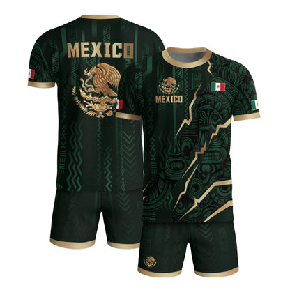 Mexico Soccer Jersey Aztec Eagle Heritage Green Gold Mexican Football Shirt