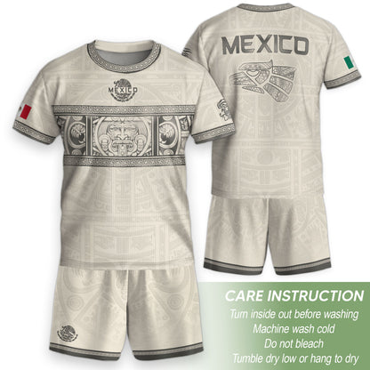 Mexico Kids Soccer Jersey Aztec Art White Youth Football Shirt Toddler Training Kit