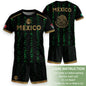 Mexico Kids Soccer Jersey Black Green Aztec Calendar Gold Youth Football Shirt