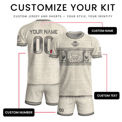 Custom Mexico Soccer Jersey Sand Aztec Calendar Culture Men Mexican Football Shirt
