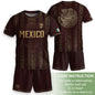 Mexico Youth Soccer Jersey Maroon Aztec Kids Football Shirt Vintage Heritage Sportswear