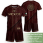 Mexico Football Fan Shirt with Maroon Gold Heritage Aztec Design, Retro Soccer Jersey Youth