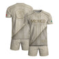 Mexico Soccer Jersey Men Beige Gold Aztec Calendar Mexican Football Shirt