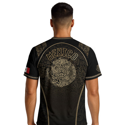 Mexico Heritage Black Tan Arch Design Aztec Empire Pride Graphic Soccer Jersey