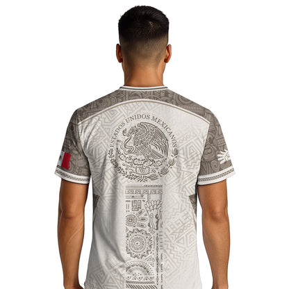 Mexico White Aztec Heritage Pattern Soccer Jersey Mexican Culture Design