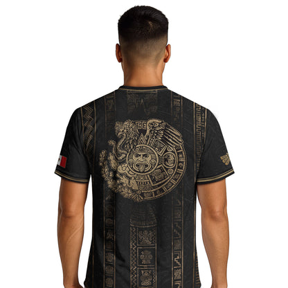 Mexico Soccer Jersey Black Gold Aztec Calendar Football Shirt Fan Men Edition Tee