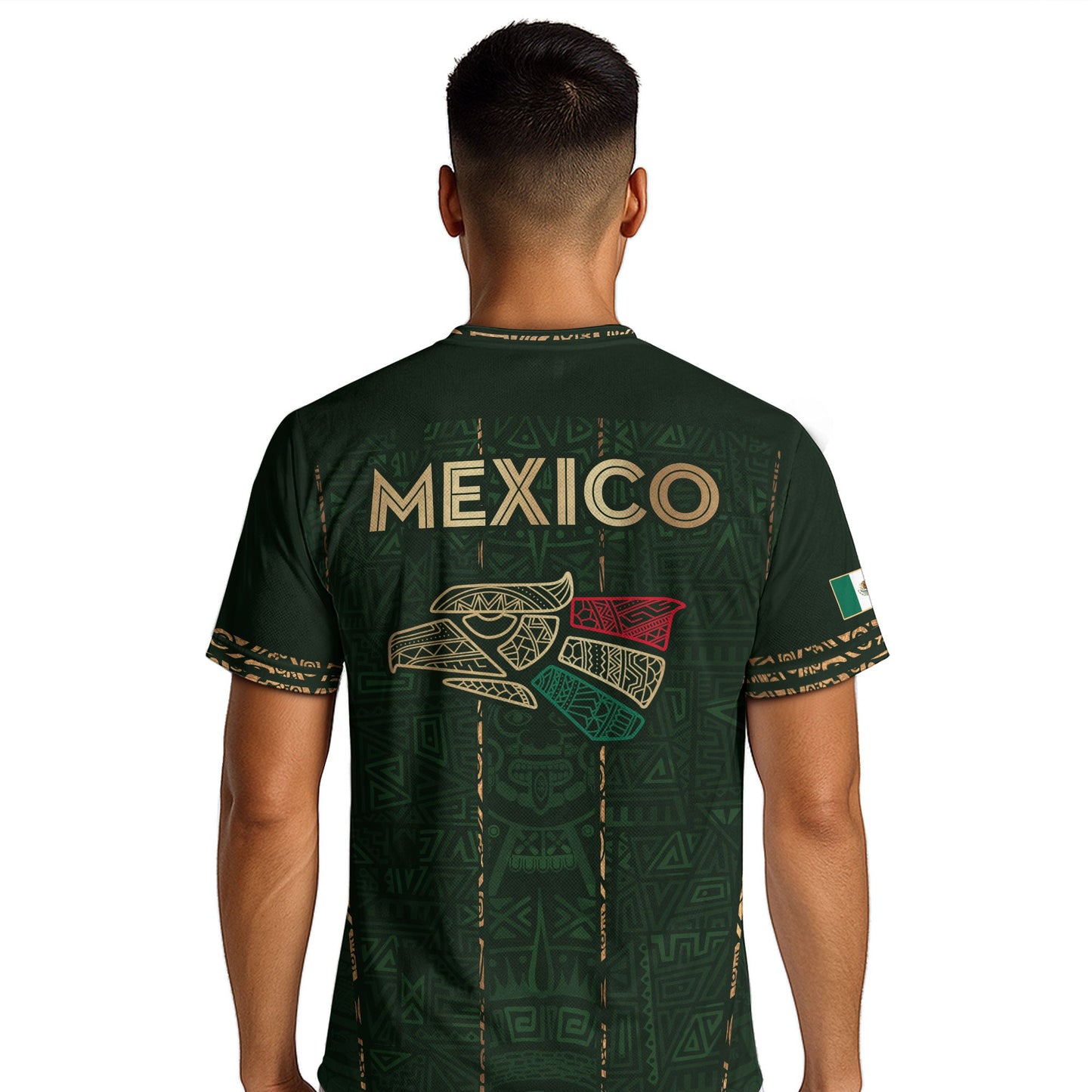Mexico Soccer Jersey Green Pattern, Stylish Aztec Football Shirt Fans