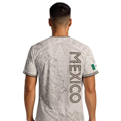 Mexico Soccer Jersey White Map Aztec Heritage Design - Mexico National Team Fan Gift Shirt