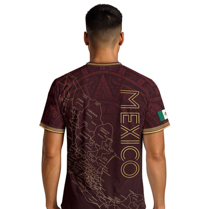 Men's Burgundy Mexico Map Eagle & Snake Graphic T-Shirt – Mexico Country Outline Print Tee