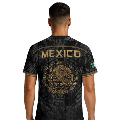 Mexico Soccer Jersey Black Eagle Crest - Aztec Sun Stone Heritage Fan Football Shirt