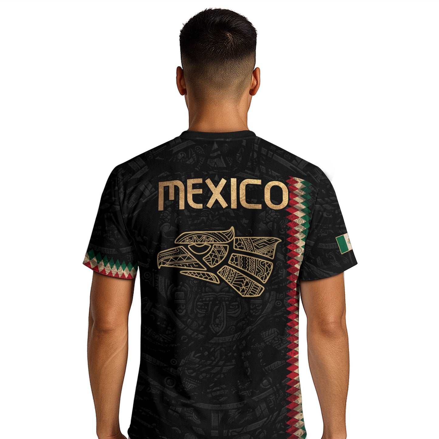 Mexico Soccer Jersey Black Gold Aztec Heritage - Mexico National Team Fan Football Shirt