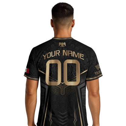 Black Mexico Custom Soccer Jersey Team Apparel Aztec Sun Warrior Football Top