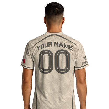 Personalized Beige Mexico Soccer Jersey Aztec Tribal Cream Sport Shirt