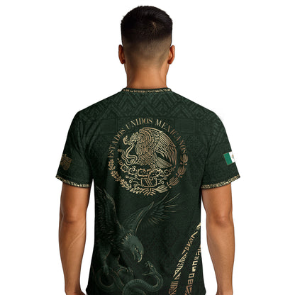 Green Mexico Soccer Jersey Gold Eagle Snake Aztec Mexican Football Shirt