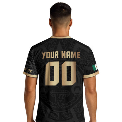 Mexico Soccer Jersey Black Gold Aztec Eagle Heritage Custom Mexican Football Shirt