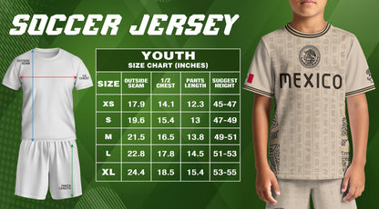 Mexico Kids Soccer Jersey Vintage Mayan Pattern Cream Toddler Sportswear Shirt