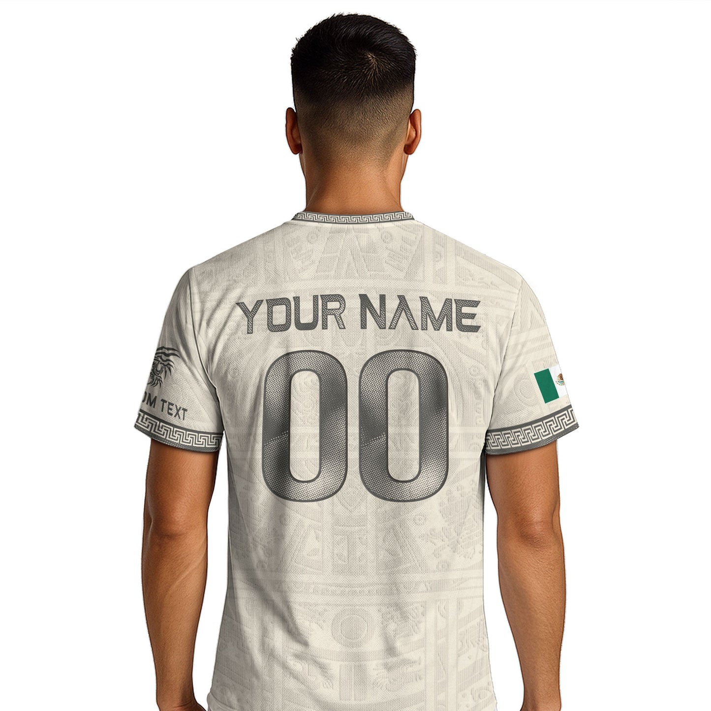 Custom Mexico Soccer Jersey Sand Aztec Calendar Culture Men Mexican Football Shirt