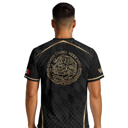 Mexico Soccer Jersey Men Black Gold Aztec Football Shirt Retro Fan Apparel