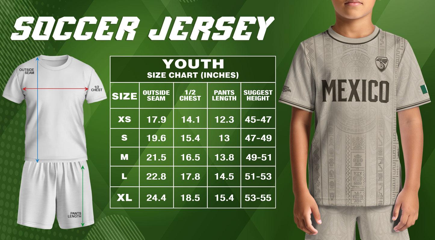 Youth Vintage Football Apparel White Gold Eagle Mexico Soccer Jersey Classic Fan Style