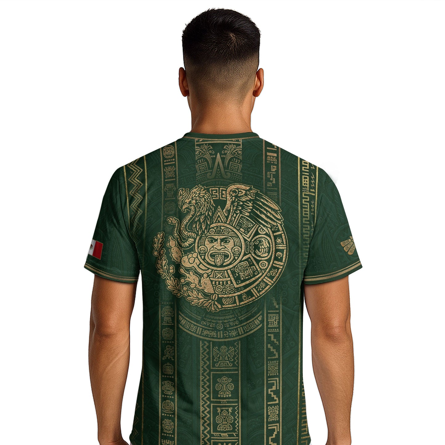 Mexico Soccer Jersey Men Green Gold Aztec Sun Stone Mexican Football Shirt