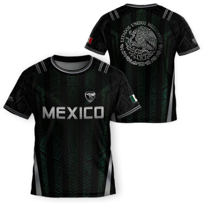 Mexico Soccer Jersey Black Green National Coat of Arms Heritage Football Shirt Set
