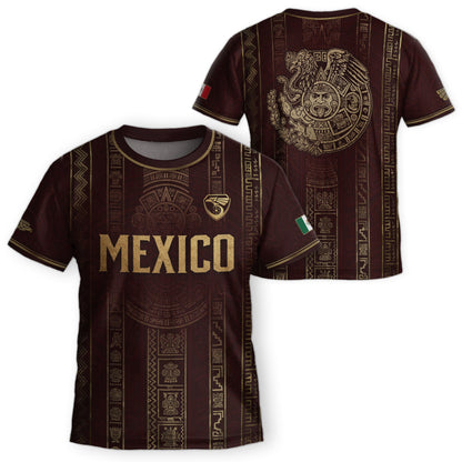 Mexico Youth Soccer Jersey Maroon Aztec Kids Football Shirt Vintage Heritage Sportswear