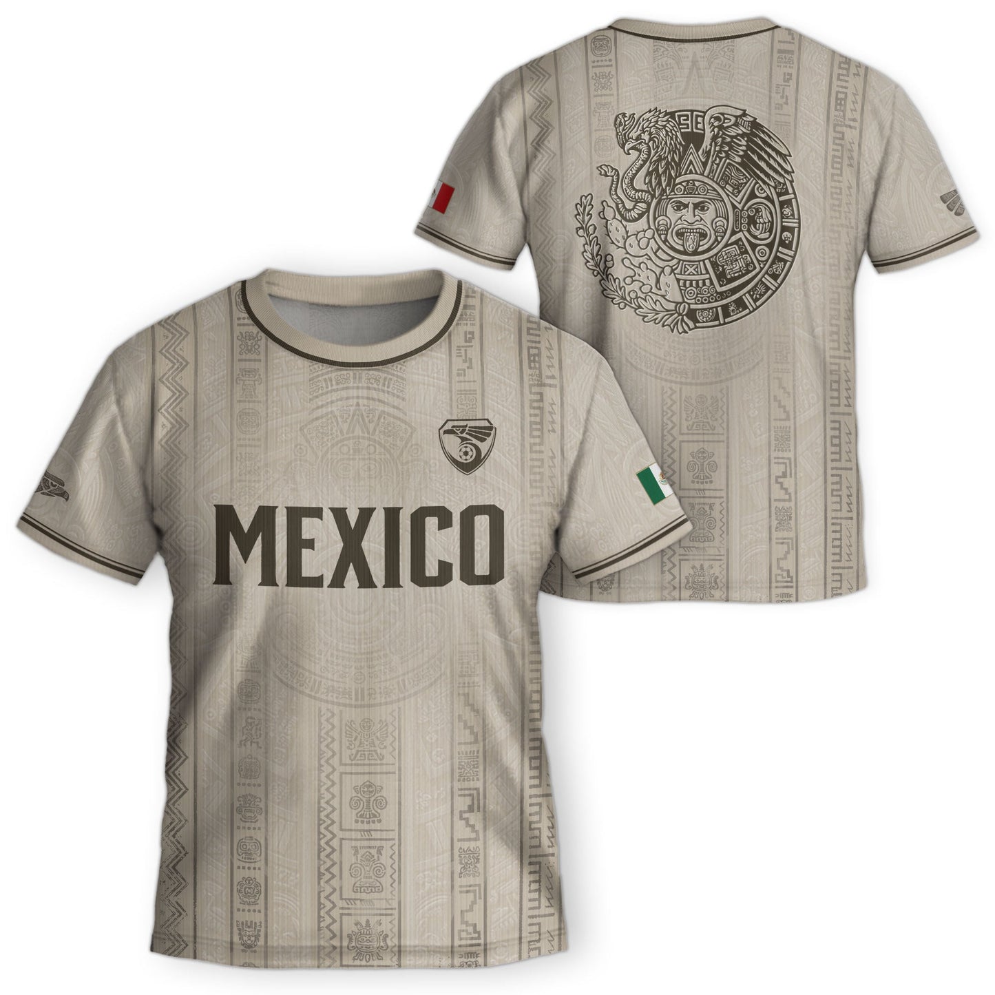 Youth Vintage Football Apparel White Gold Eagle Mexico Soccer Jersey Classic Fan Style