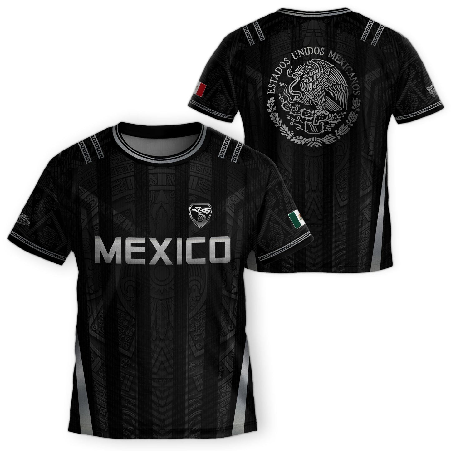 Black Mexico Soccer Jersey Youth Tribal Eagle Football Shirt Premium Sports Top