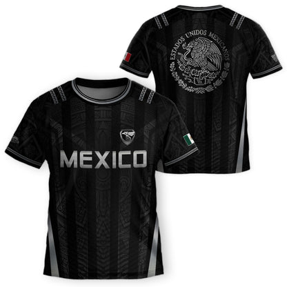 Black Mexico Soccer Jersey Youth Tribal Eagle Football Shirt Premium Sports Top