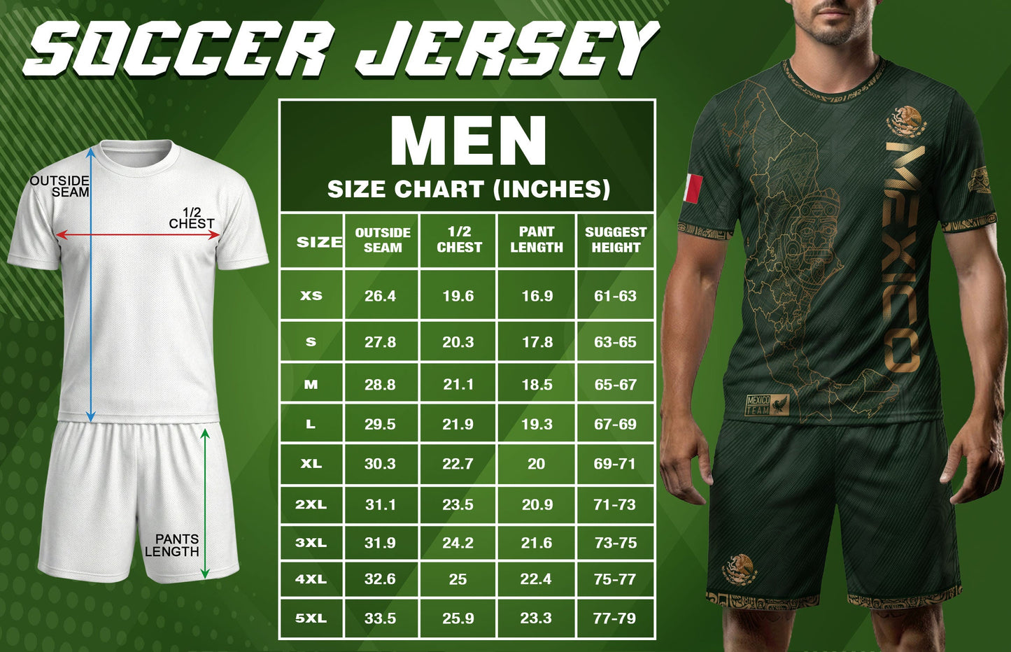 Mexico Heritage Orgullo Mexicano Green Gold Country Map Aztec Calendar Soccer Jersey