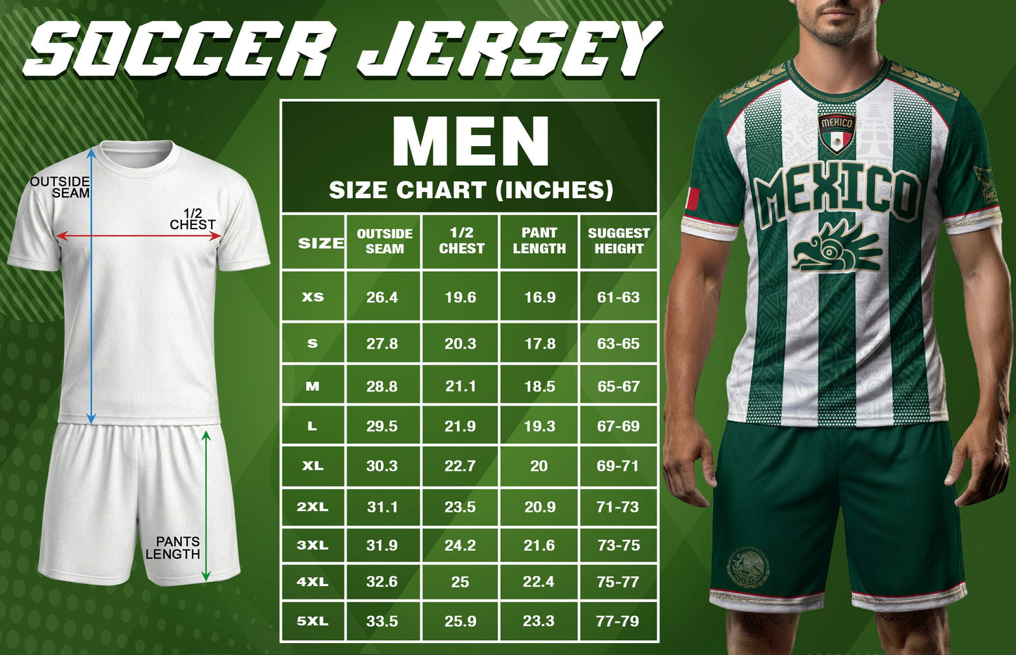 Mexico Soccer Green White Aztec Pattern Football Design Mexico Fan Heritage Style
