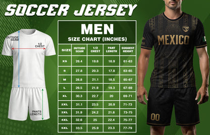 Mexico Soccer Jersey Personalized Name Number Black Aztec Glyph Black Football Kit