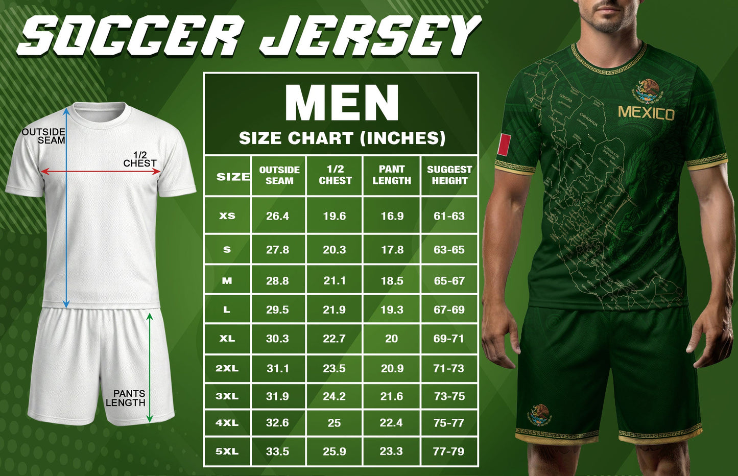 Men's Green Mexico Map Eagle & Snake Graphic T-Shirt – Mexico Country Outline Print Tee